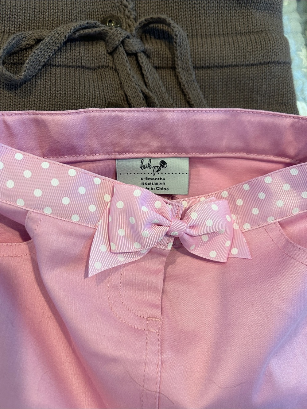 Adorable Brown Knit Cardigan with Pink Skirt Set - Picture 4 of 8